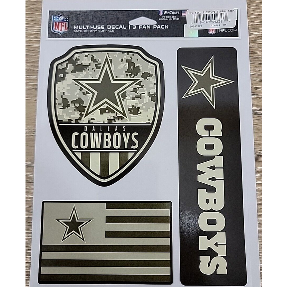 Dallas Cowboys Camouflage 3 Fan Pack Multi-Use Decals